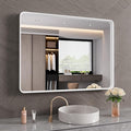 White Bathroom Mirror 40x30 Inch, Rounded Rectangle Matte Bathroom Vanity Mirror by JISOSO
