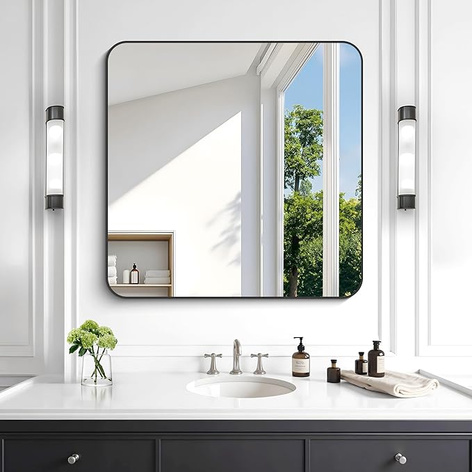 KOCUUY 30"x30" Square Rectangle Vanity Mirror, Modern Design of Upgraded - Image 2