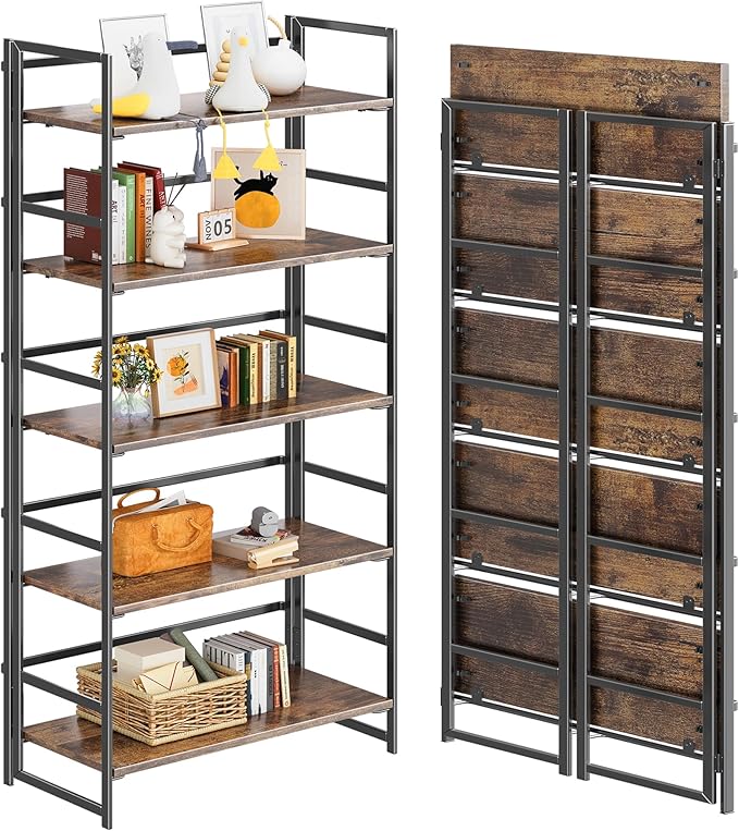 4NM No Assembly 5 Tiers Book Shelves, Living Room, Home Office by 4NM