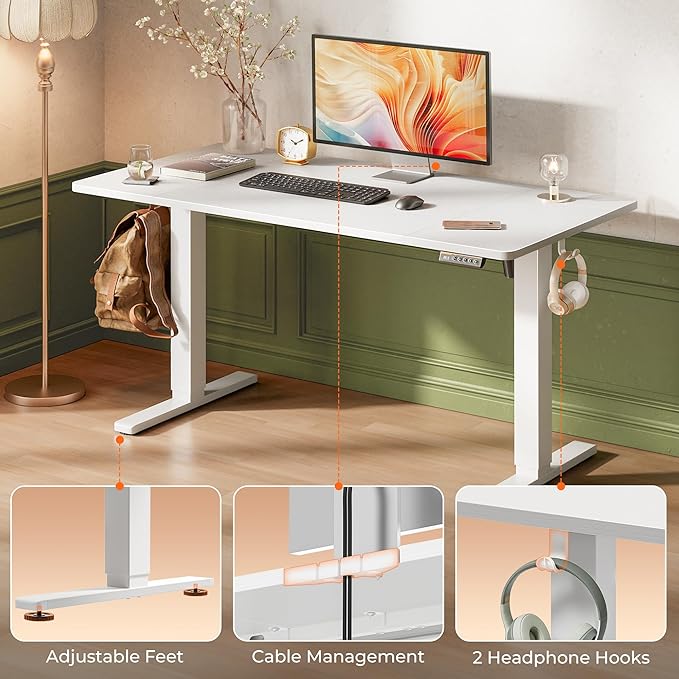 Huuger 55 x 28 Large Electric Standing Desk, Height Adjustable Copmuter Desk - Image 7