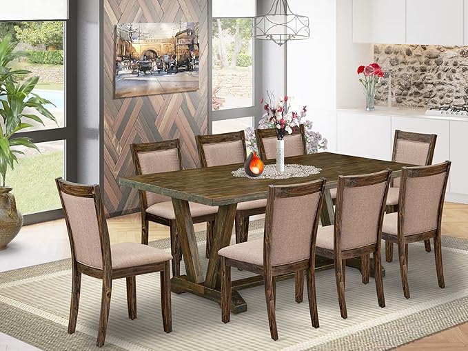 East West Furniture V777MZ716-9 9 Piece Dining Table Set Includes a Rectangle - Image 2