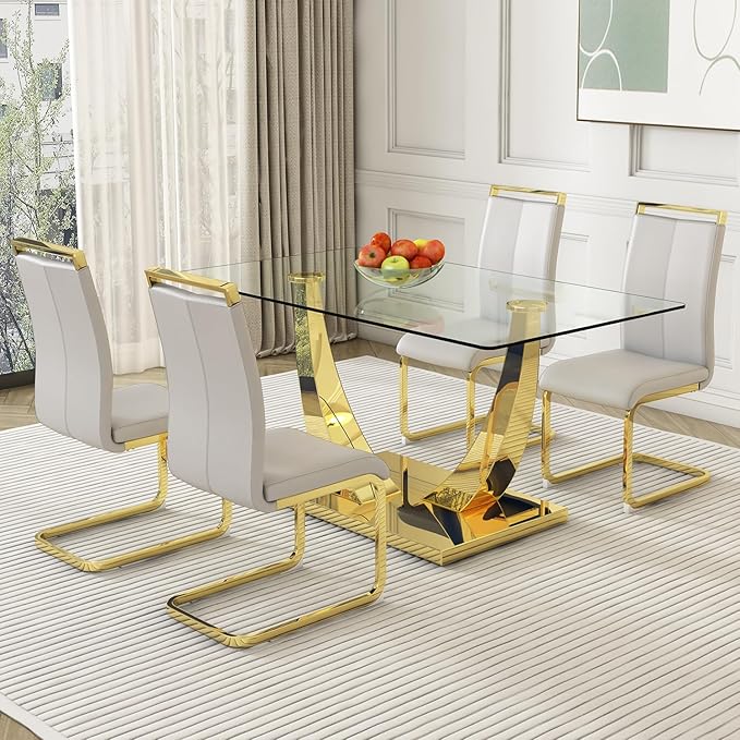 Modern Dining Chairs Set of 4, High Back Kitchen Chairs, Faux Leather Side Chair - Image 3