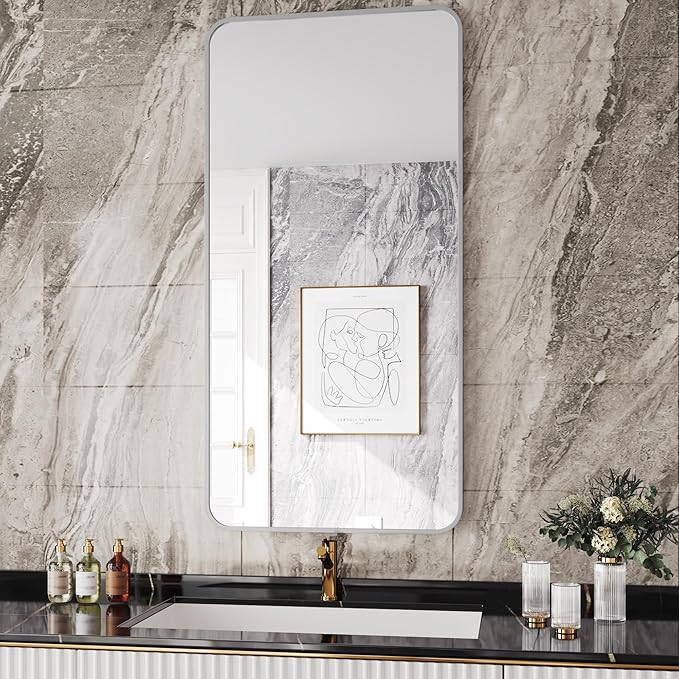 Mirror for Bathroom, Espejo para baño, 30x60 Silver Mirror Framed, Large - Image 2