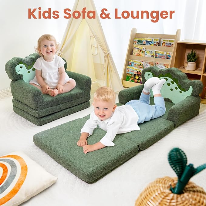 TinyPalsa Kids Couch, Convertible Sofa to Lounger Fold Out, Gift - Image 7