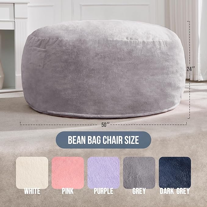 Hobestluk 5ft Bean Bag Chairs for Adults Large Beanbag Chair - Image 2