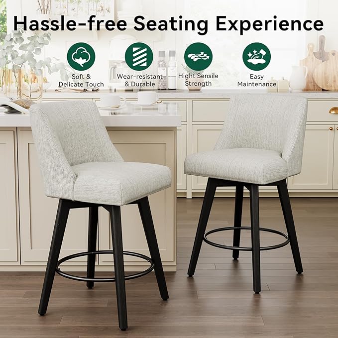Vipbear Swivel Counter Height Bar Stools Set of 6, 26.8" H Counter Stools - Image 3