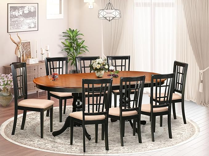 East West Furniture PLNI9-BCH-C 9 Piece Modern Dining Table Set Includes an - Image 2