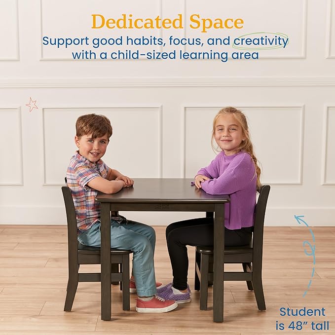 ECR4Kids 24in x 24in Hardwood Table and Chair Set, 12in Seat Height, Kids - Image 4