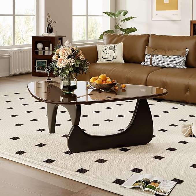 Glass Coffee Table for Living Room Mid Century Modern Triangle Center Table - Image 3