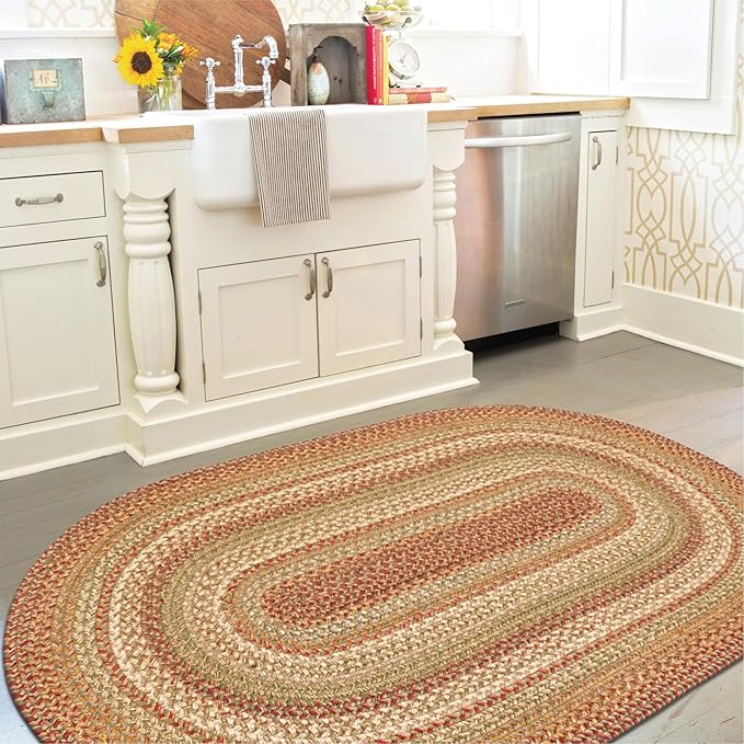 Homespice 27x45” Brown Oval Braided Rug. Harvest Brown Jute Oval Rug. Uses- by Homespice