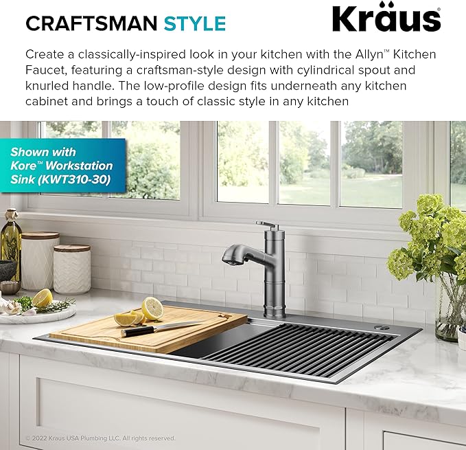 KRAUS Allyn Pull-Out Single Handle Kitchen Faucet in Spot-Free Stainless Steel - Image 4