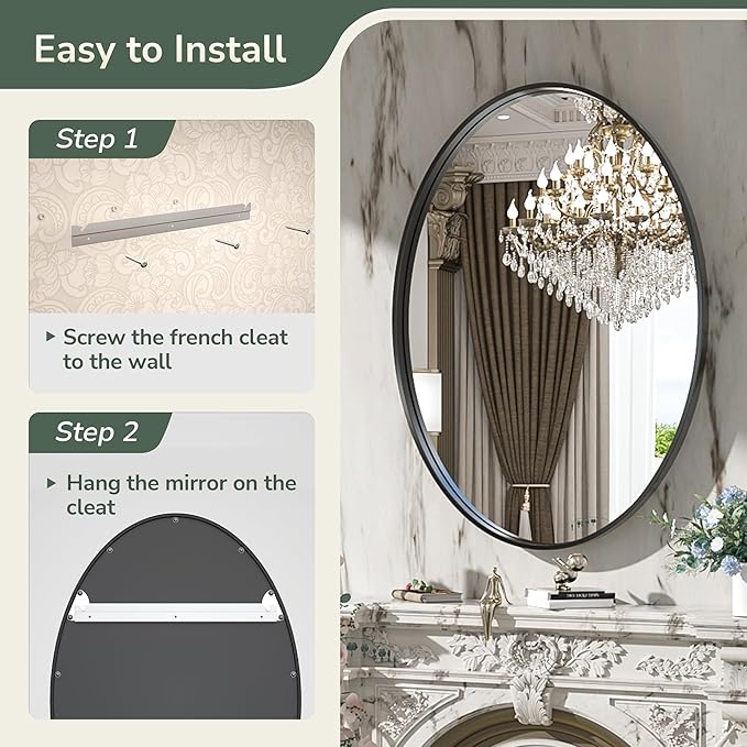 TokeShimi Black Oval Mirrors for Wall Decor 24x36 Inch - Image 6