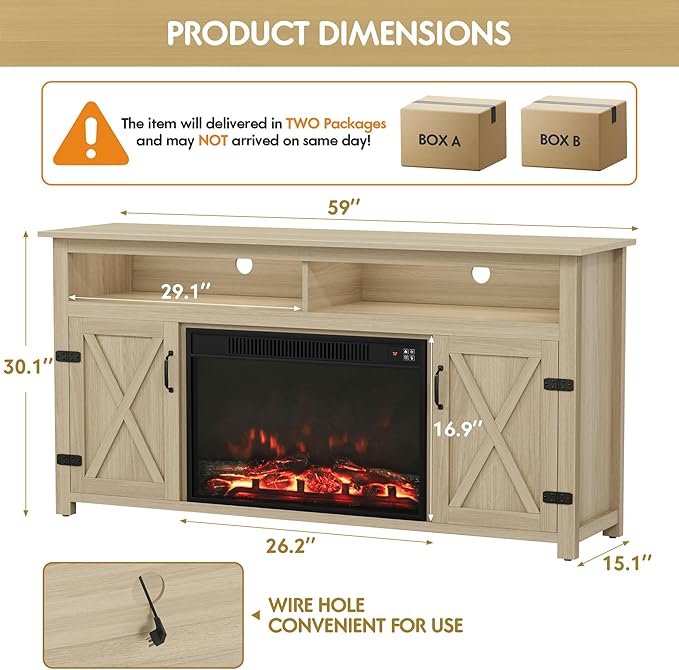 YESHOMY Fireplace TV Stand for Television up to 65+ Inch - Image 8