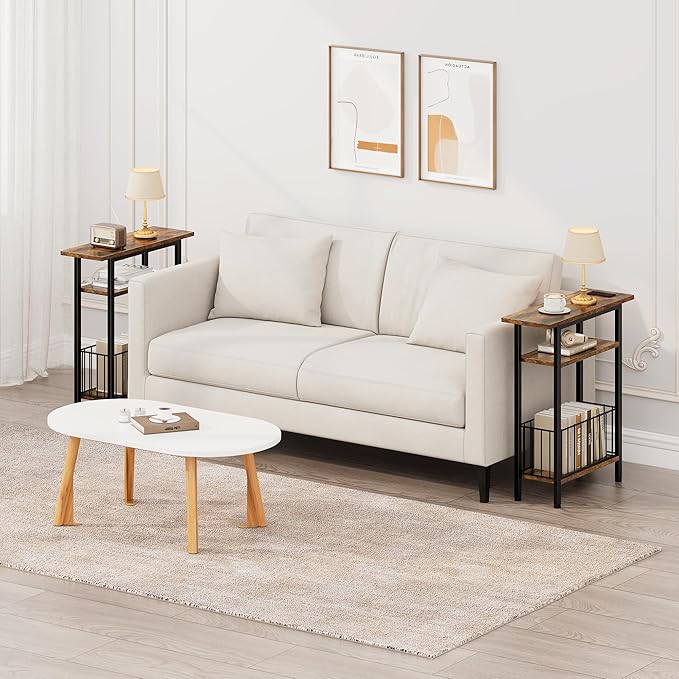 Vagusicc Narrow Side Table, 3-Tier Skinny End Table - Image 7