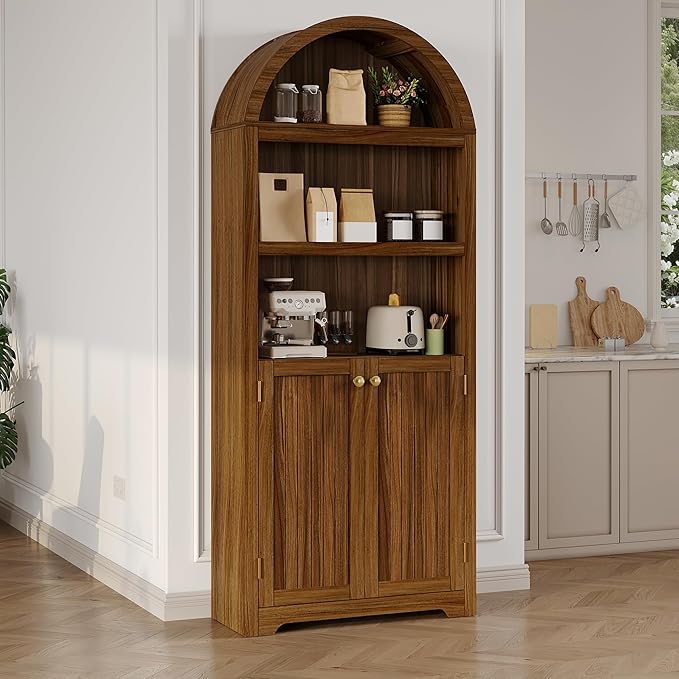 GAOMON 72'' Tall Arched Cabinet, 5 Tier Arched Bookshelf by GAOMON