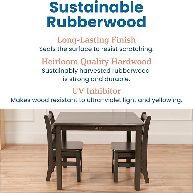 ECR4Kids 30in x 30in Square Hardwood Table and Chair Set, 12in Seat Height - Image 7