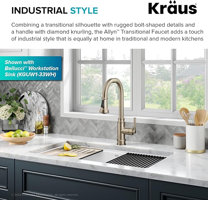 KRAUS Allyn Transitional Industrial Pull-Down Single Handle Kitchen Faucet in - Image 4