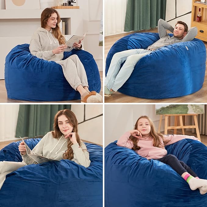 HABUTWAY Bean Bag Chair 3Ft Luxurious Velvet Ultra Soft Fur - Image 6