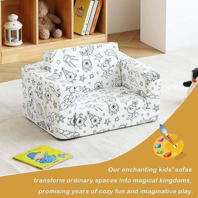 Tiita Kids Sofa Couch, Convertible Children Couch to Lounger, Toddler Comfy Sofa - Image 5