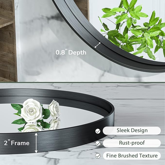TokeShimi Round Black Mirror 24 Inch - Image 2