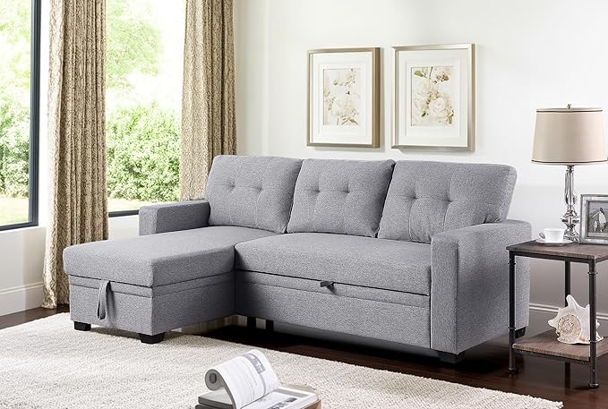 82 Inch Convertible Sleeper Sectional Sofa - Image 5