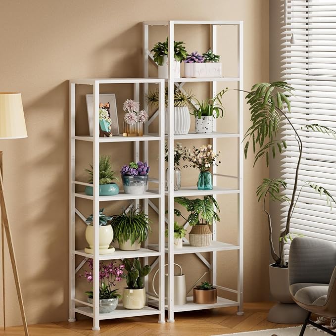 Furologee White Tall Bookshelf, Narrow Bookcase - Image 6