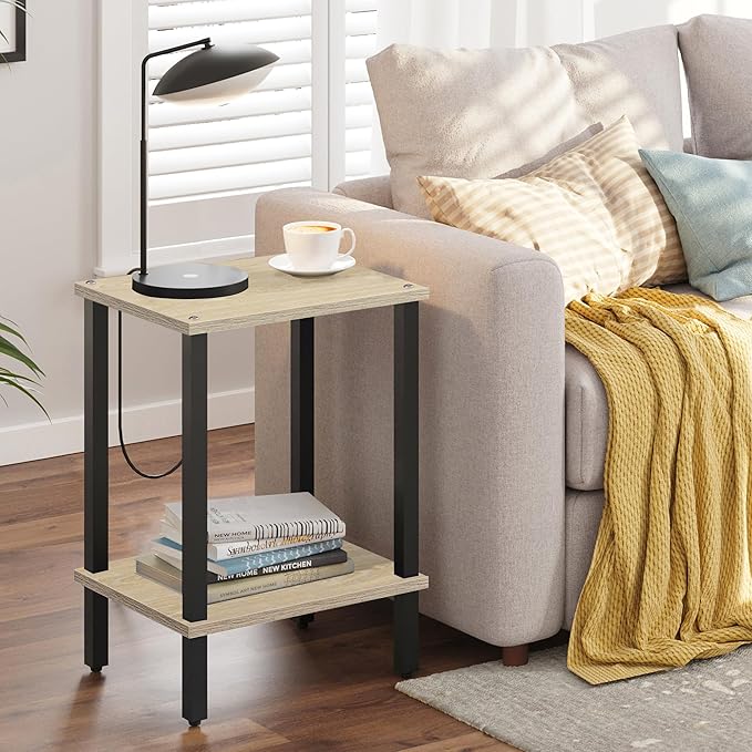 TUTOTAK End Table, Side Table, Nightstand, 2-Tier Storage Shelf, Sofa Table - Image 2