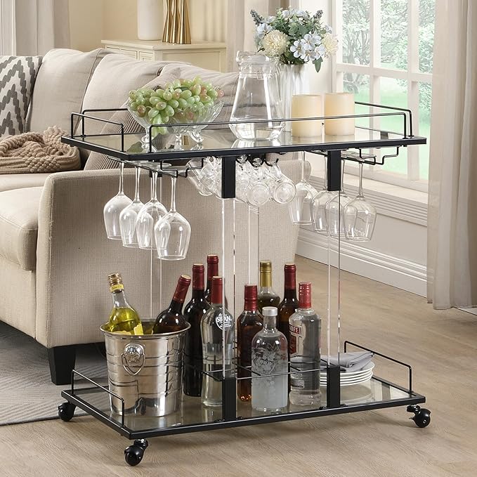 Bar Cart for Home Bar Chrome Serving Cart - Image 4