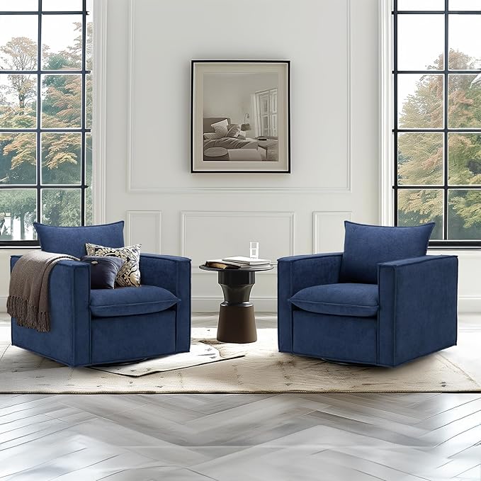 COLAMY Swivel Accent Chair Set of 2, 34 Inches Wide Upholstered Arm Chair by COLAMYINC