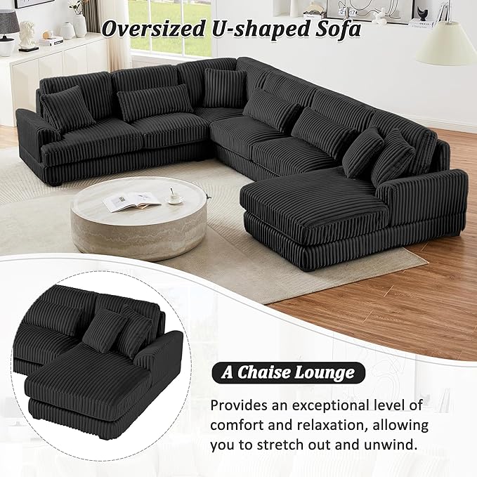 129" Oversized U Shaped Modular Sectional Sofa Couch - Image 6