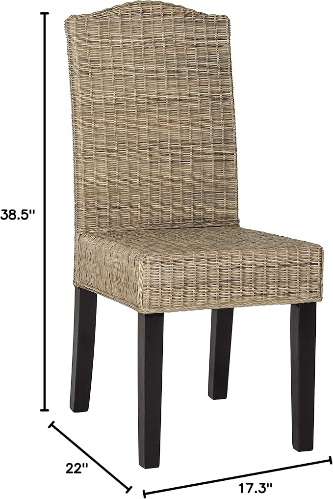 SAFAVIEH Home Collection Odette Grey Wicker Dining Chair - Image 3
