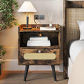 End Table with Diamond Handle, Nightstand/Bedside Table with Charging Station by AGDULL
