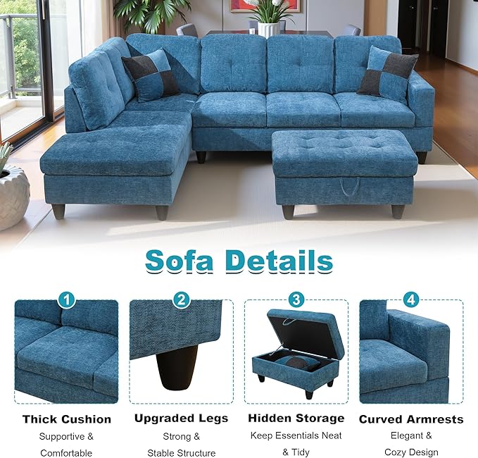 103.5" Oversized Sectional Couch, L Shaped Couch - Image 4