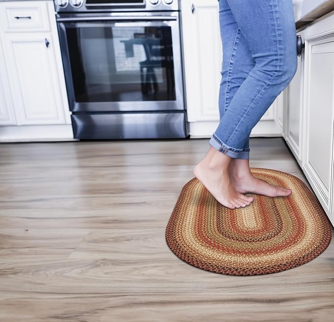 Gingerbread Brown Jute Braided Oval Rugs, 16x24 by Homespice