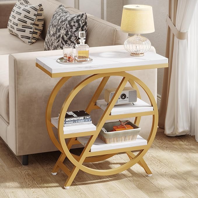 Tribesigns End Table Set of 2, Modern Faux Marble Side Table - Image 5