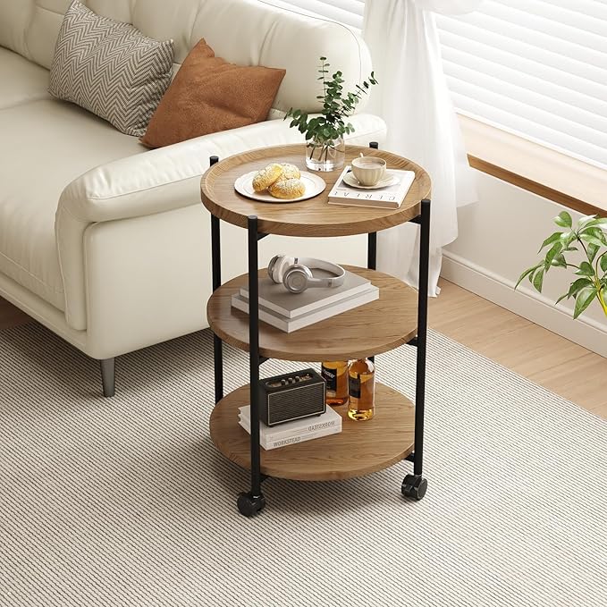 Small Side Table, 3-Tier Side Tables Living Room, Modern End Table Nightstand - Image 2