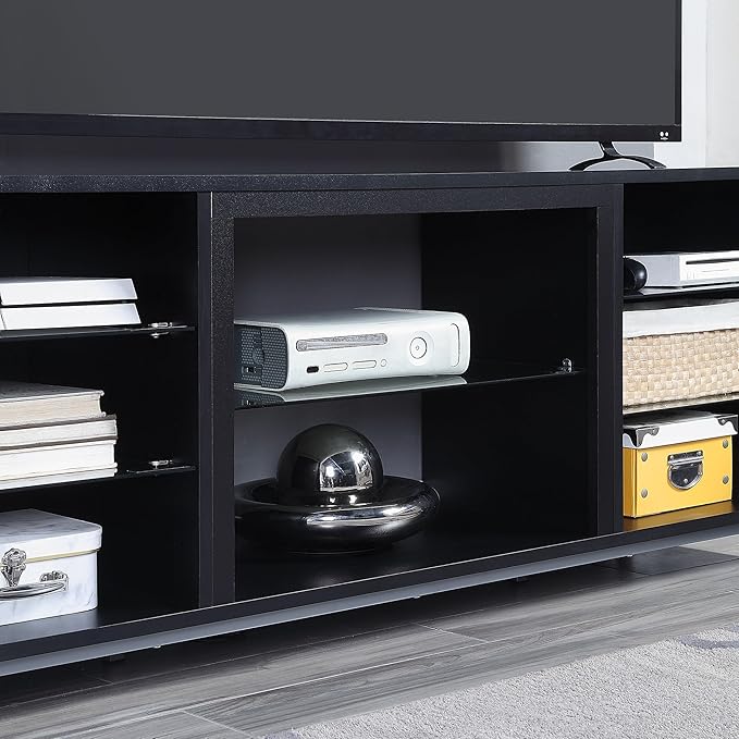 Manhattan Comfort Brighton 60" TV 7 Shelves, Tempered Glass Dividers and Media - Image 4
