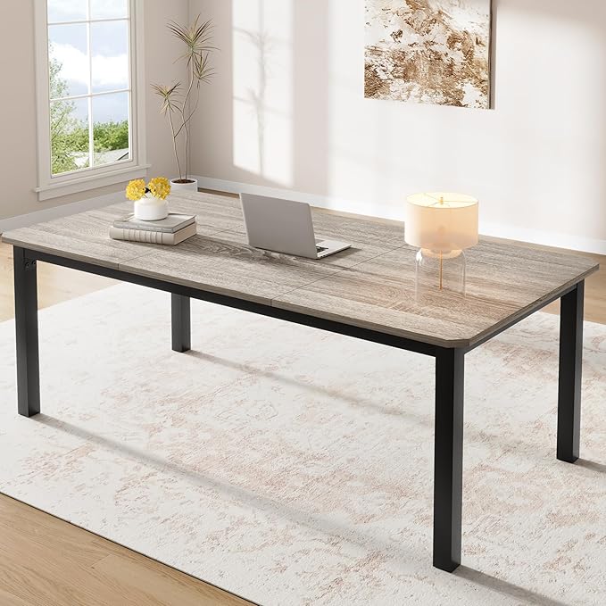 78.7 Inch Long Computer Desk, Large Industrial Office 2 Person Desk Workstation - Image 3