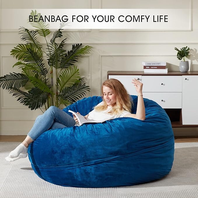 HABUTWAY Bean Bag Chair: Giant 5' Memory Foam Furniture Bean Bag Chair - Image 6