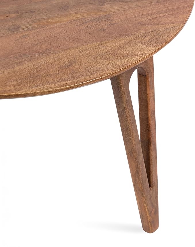 Kate and Laurel Kershaw Mid-Century Modern Round Coffee Table, Walnut Brown - Image 6