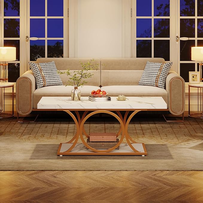 Tribesigns Rectangle Coffee Table, 46.45-inch Modern Coffee Tables - Image 10