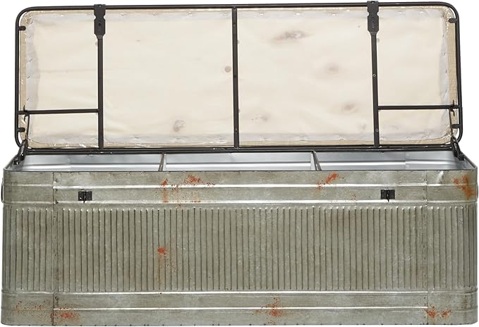 Deco 79 Metal Room Storage Bench Galvanized Entryway Bench - Image 18