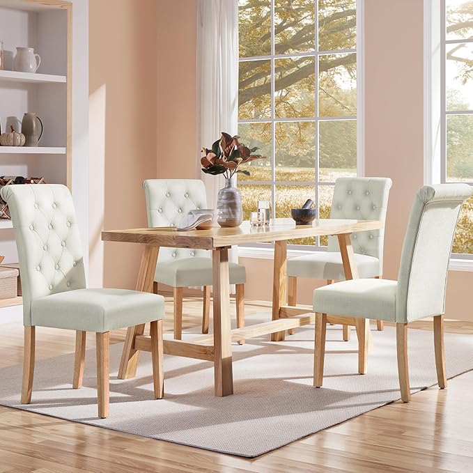 Yaheetech Dining Chairs Set of 4 Fabric Upholstered Dining Room Chairs - Image 4