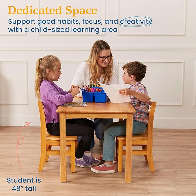 ECR4Kids 24in x 36in Rectangular Hardwood Table and Chair Set, 12in Seat Height - Image 4