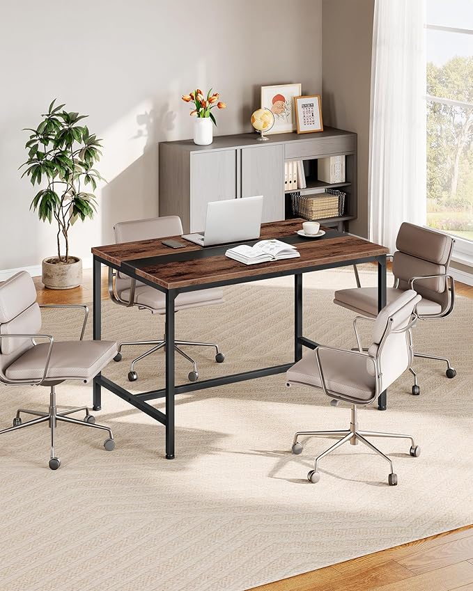 47.2'' Dining Table, Rectangle Color-Blocked Kitchen Dinner Table, - Image 5