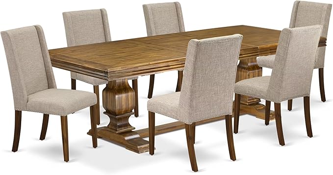 NKFL7-AWA-04-7-Piece Dining Table Set Consists of a Breakfast Table and 6 Light - Image 2