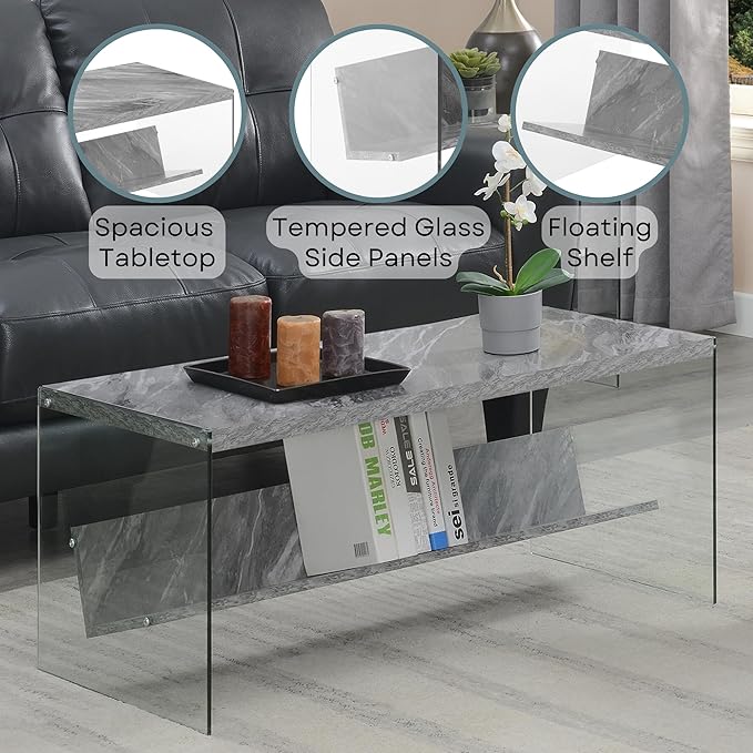 Convenience Concepts SoHo Modern Living Storage Shelf, Contemporary Coffee Table - Image 5