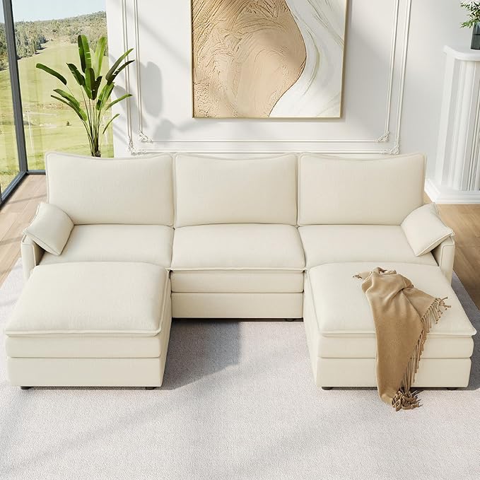 Vesgantti 108" U Shaped Sectional Couch, Comfy Cloud Modular Sectional Sofa by Vesgantti