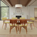 Armen Living Jaguar Mid-Century Dining Chair in Walnut Wood and Green Fabric by ArmenLiving