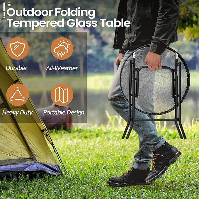 Foldable Patio Side Table Set of 2 - Image 3